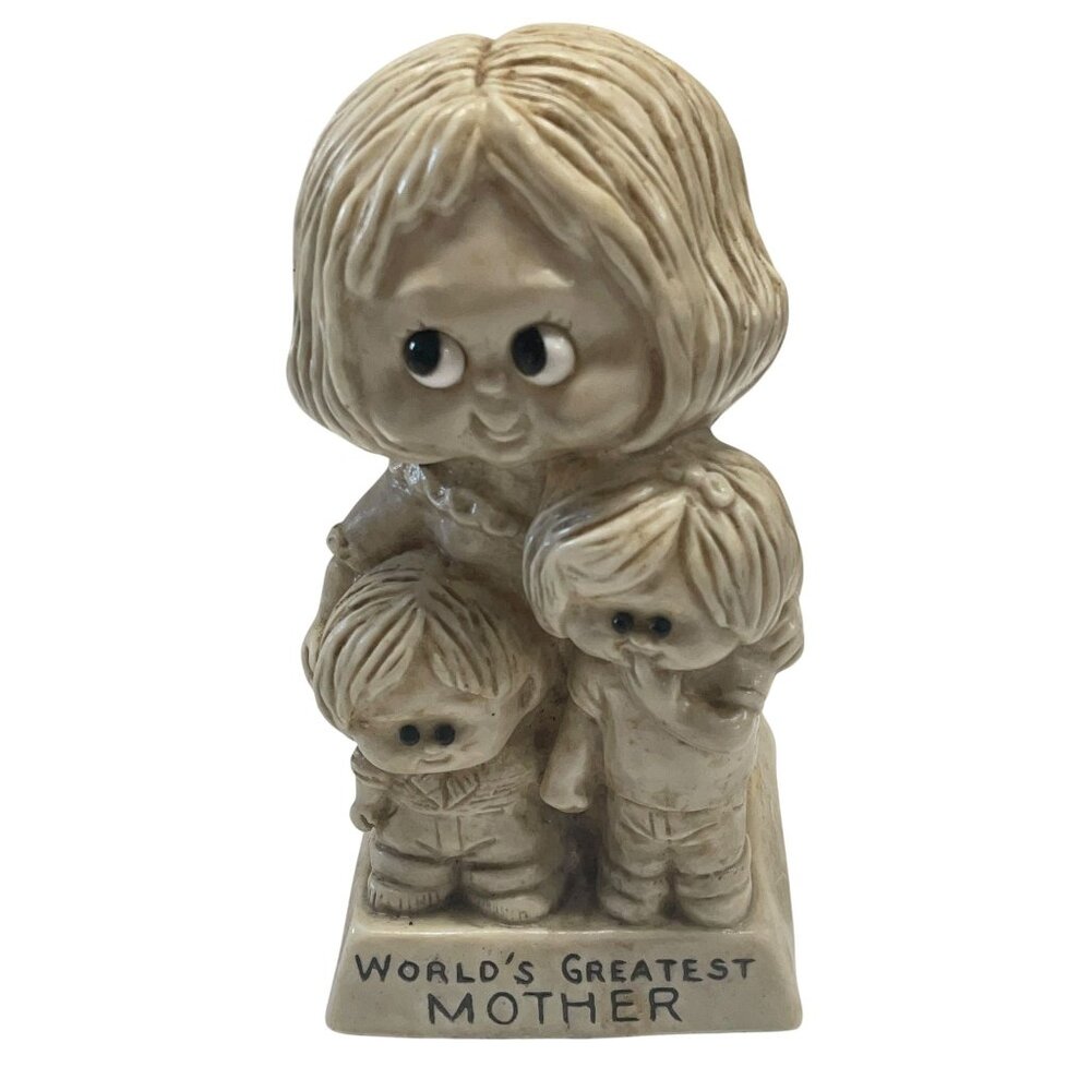 Worlds Greatest Mother Ceramic Figurine By O.R. &‎ W. Berries Cos 1973 Vintage